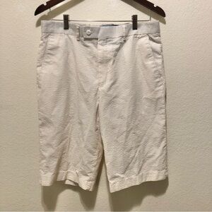 Linea Uomo Men Casual Shorts Size 32 White Yellow Stripes Pockets